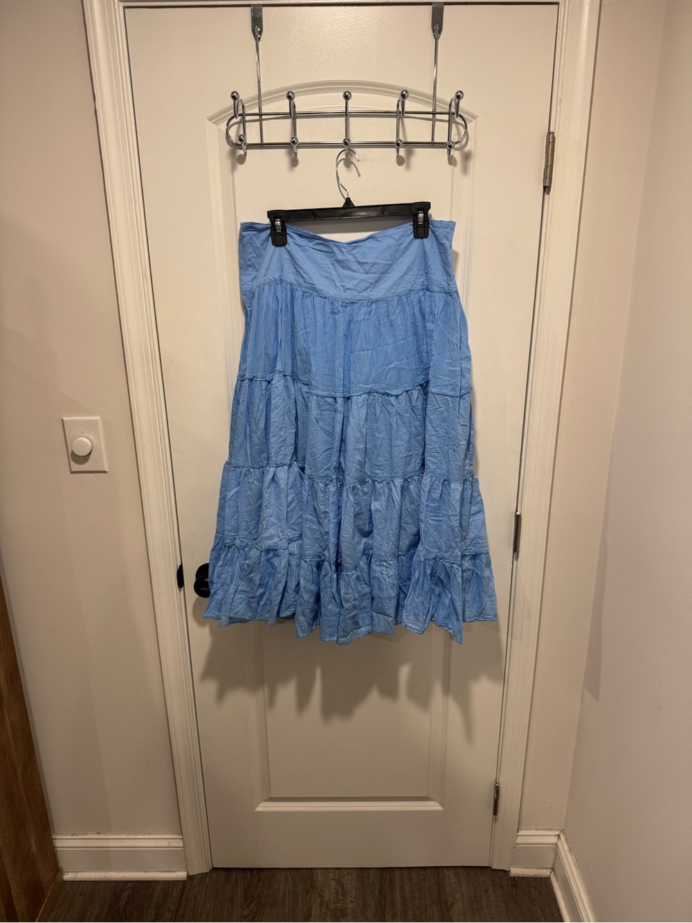 George Light Blue Tiered Maxi Skirt
